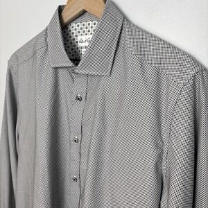 Robert Graham X Button-Front Dress Shirt Men's 17/43 Gray‎ Geometric 100% Cotton